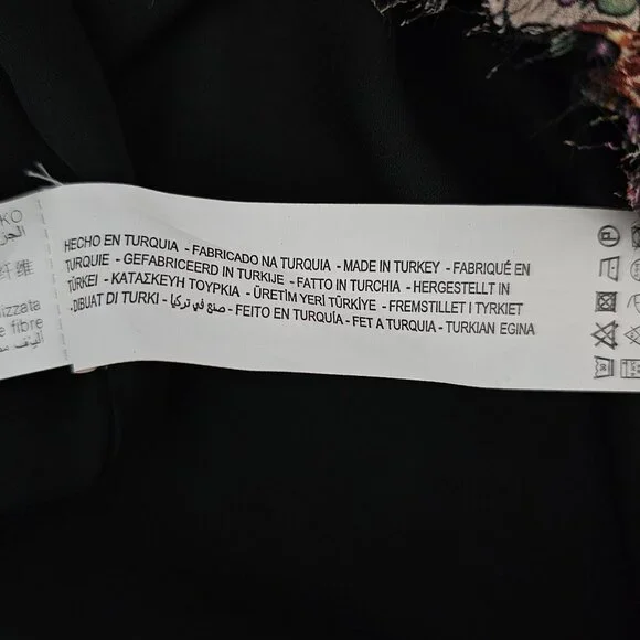 ZARA New Paisley Floral Print Metallic Boho Tiered Full Black Midi Skirt - Picture 12 of 13